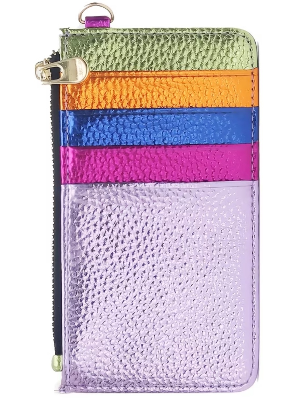 Multicolor Metallic Card & Phone Zipper Wallet Case